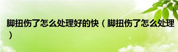 脚扭伤了怎么处理好的快（脚扭伤了怎么处理）