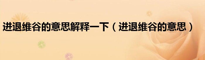 进退维谷的意思解释一下（进退维谷的意思）