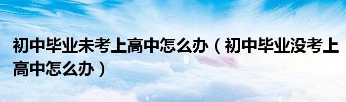 初中毕业未考上高中怎么办（初中毕业没考上高中怎么办）