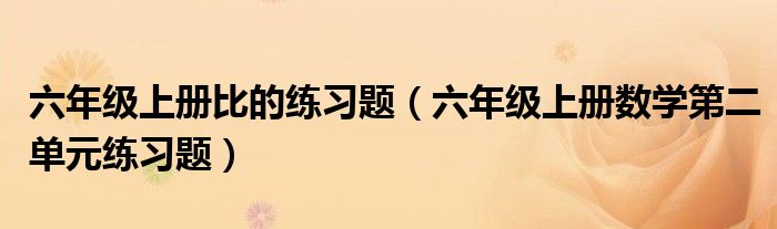 六年级上册比的练习题（六年级上册数学第二单元练习题）