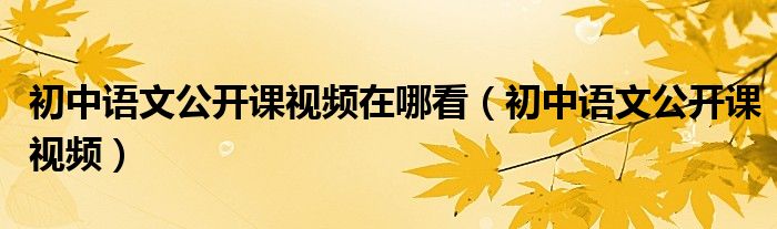 初中语文公开课视频在哪看（初中语文公开课视频）