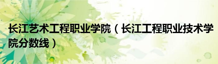 长江艺术工程职业学院（长江工程职业技术学院分数线）
