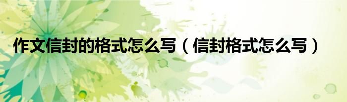 作文信封的格式怎么写（信封格式怎么写）