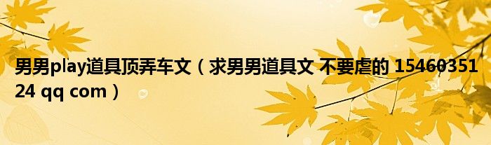 男男play道具顶弄车文（求男男道具文 不要虐的 1546035124 qq com）