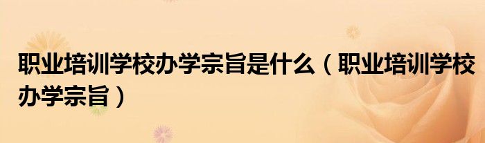 职业培训学校办学宗旨是什么（职业培训学校办学宗旨）