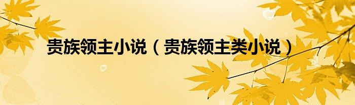 贵族领主小说（贵族领主类小说）
