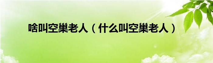 啥叫空巢老人（什么叫空巢老人）