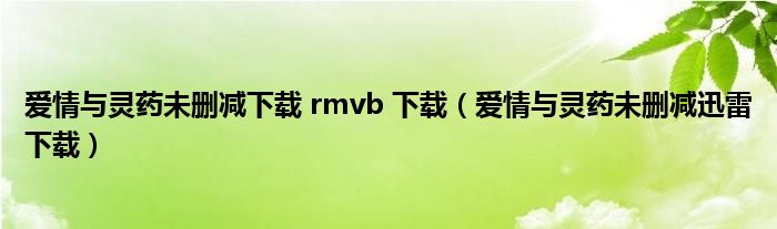 爱情与灵药未删减下载 rmvb 下载（爱情与灵药未删减迅雷下载）