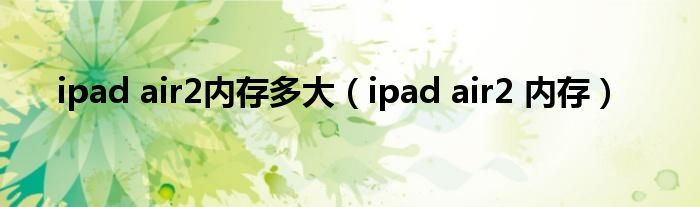 ipad air2内存多大（ipad air2 内存）