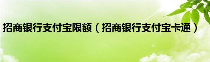 招商银行支付宝限额（招商银行支付宝卡通）