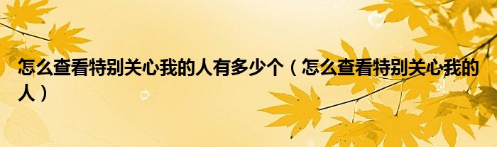 怎么查看特别关心我的人有多少个（怎么查看特别关心我的人）