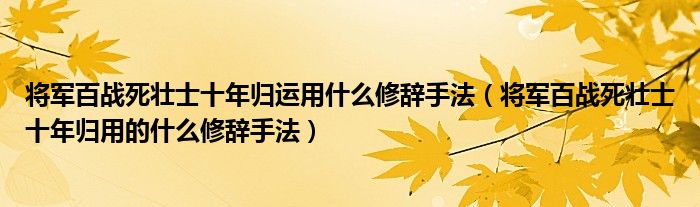 将军百战死壮士十年归运用什么修辞手法（将军百战死壮士十年归用的什么修辞手法）