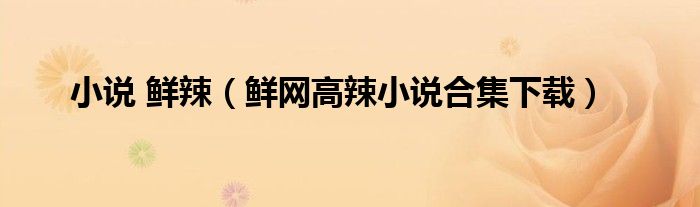 小说 鲜辣（鲜网高辣小说合集下载）