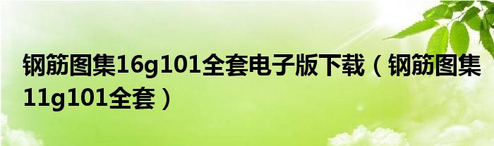 钢筋图集16g101全套电子版下载（钢筋图集11g101全套）