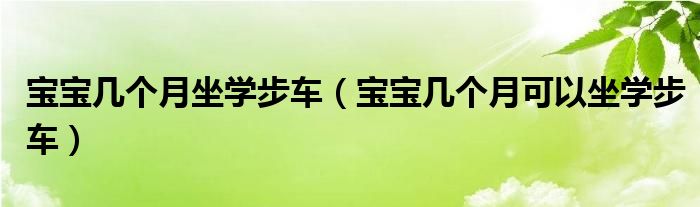 宝宝几个月坐学步车（宝宝几个月可以坐学步车）
