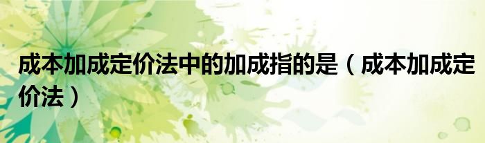 成本加成定价法中的加成指的是（成本加成定价法）