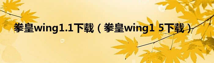 拳皇wing1.1下载（拳皇wing1 5下载）