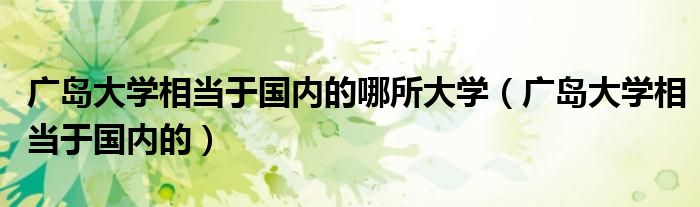 广岛大学相当于国内的哪所大学（广岛大学相当于国内的）