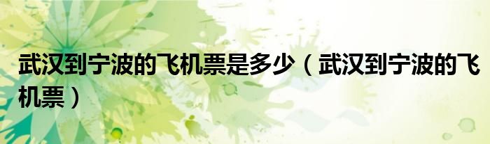 武汉到宁波的飞机票是多少（武汉到宁波的飞机票）