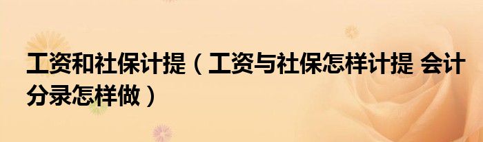 工资和社保计提（工资与社保怎样计提 会计分录怎样做）