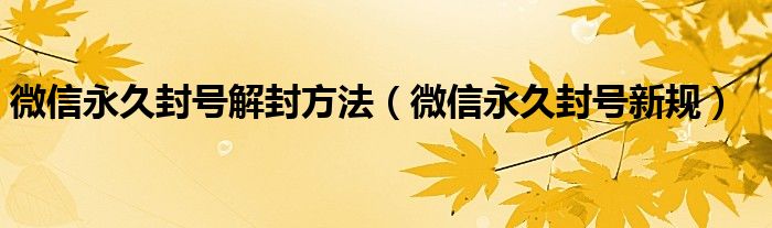 微信永久封号解封方法（微信永久封号新规）