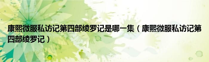 康熙微服私访记第四部绫罗记是哪一集（康熙微服私访记第四部绫罗记）