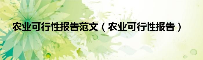 农业可行性报告范文（农业可行性报告）