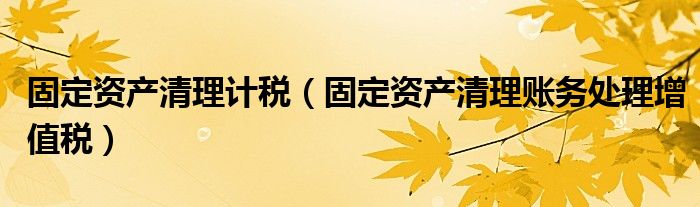 固定资产清理计税（固定资产清理账务处理增值税）