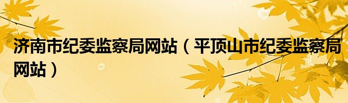 济南市纪委监察局网站（平顶山市纪委监察局网站）