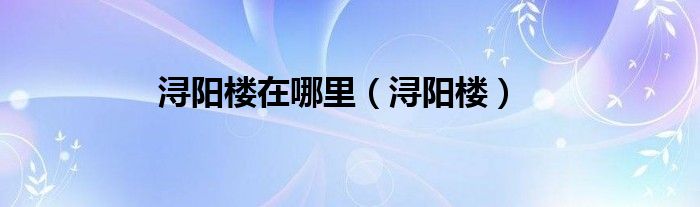 浔阳楼在哪里（浔阳楼）