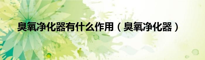 臭氧净化器有什么作用（臭氧净化器）