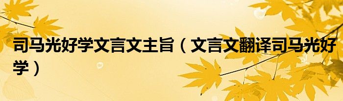 司马光好学文言文主旨（文言文翻译司马光好学）