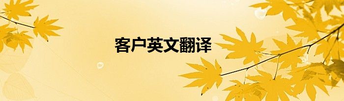 客户英文翻译
