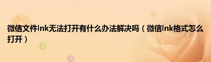 微信文件lnk无法打开有什么办法解决吗（微信lnk格式怎么打开）