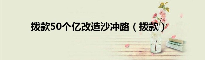拨款50个亿改造沙冲路（拨款）