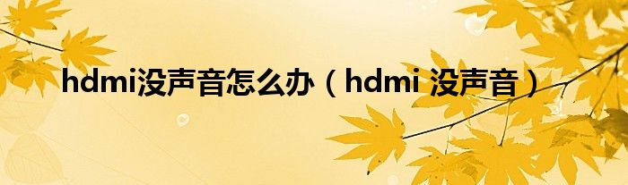 hdmi没声音怎么办（hdmi 没声音）
