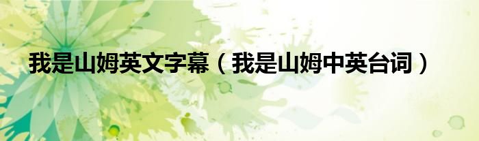 我是山姆英文字幕（我是山姆中英台词）