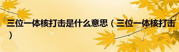 三位一体核打击是什么意思（三位一体核打击）