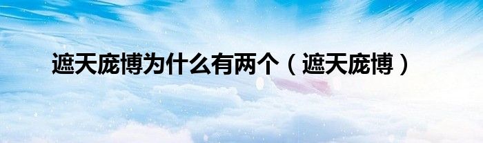 遮天庞博为什么有两个（遮天庞博）