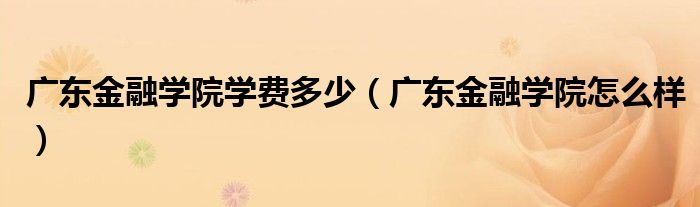 广东金融学院学费多少（广东金融学院怎么样）
