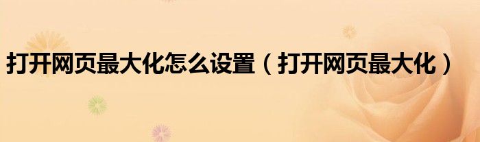 打开网页最大化怎么设置（打开网页最大化）