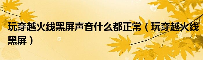玩穿越火线黑屏声音什么都正常（玩穿越火线黑屏）