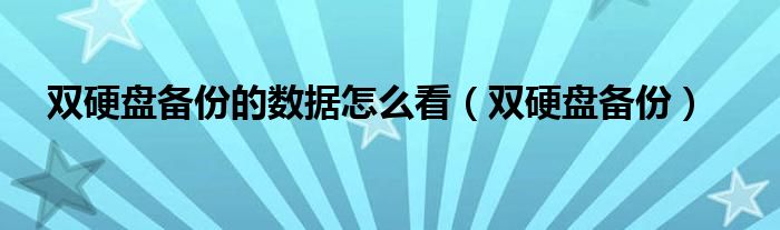 双硬盘备份的数据怎么看（双硬盘备份）