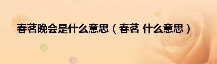 春茗晚会是什么意思（春茗 什么意思）