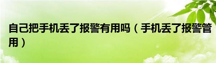 自己把手机丢了报警有用吗（手机丢了报警管用）