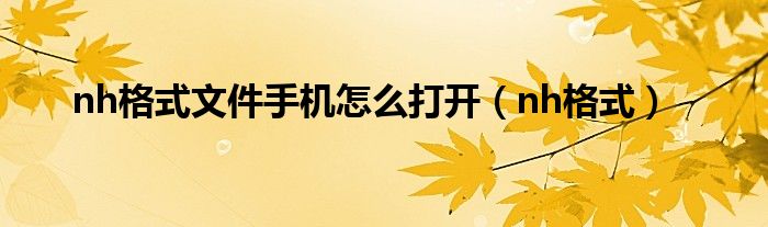 nh格式文件手机怎么打开（nh格式）