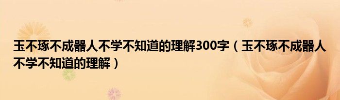 玉不琢不成器人不学不知道的理解300字（玉不琢不成器人不学不知道的理解）