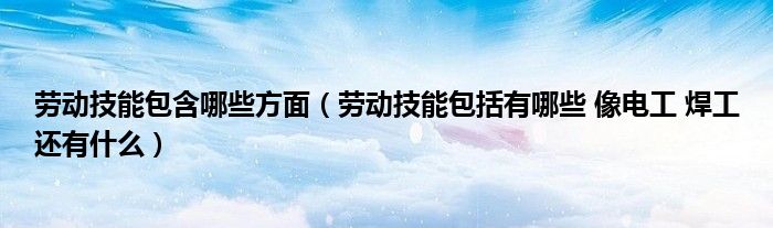 劳动技能包含哪些方面（劳动技能包括有哪些 像电工 焊工还有什么）