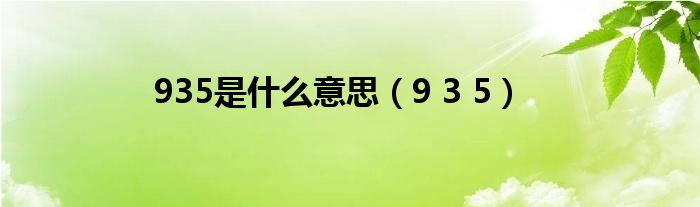 935是什么意思（9 3 5）