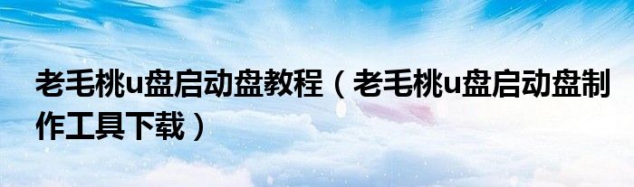 老毛桃u盘启动盘教程（老毛桃u盘启动盘制作工具下载）